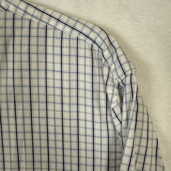 J. Crew Button Down Shirt Blue White Windowpane Plaid Preppy Size Medium - Picture 3 of 10
